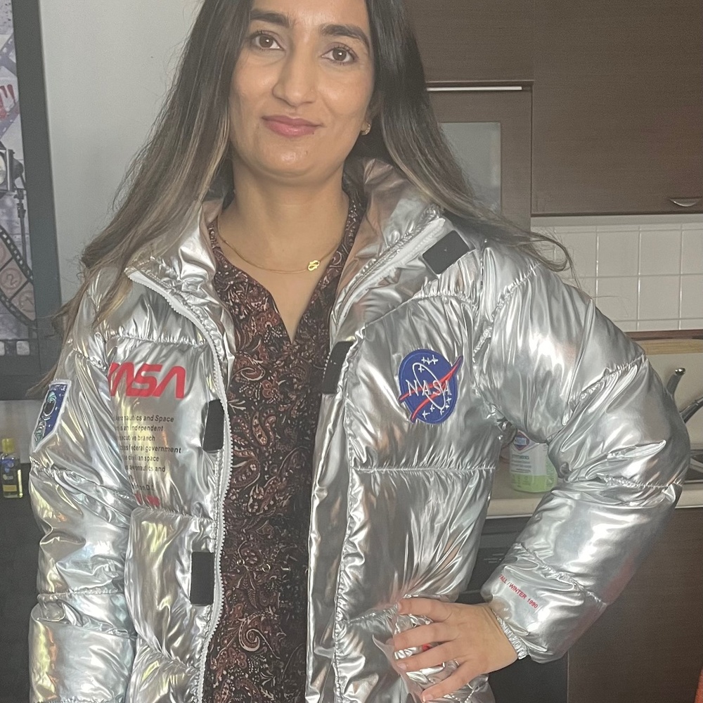 NASA winter silver puffy coat